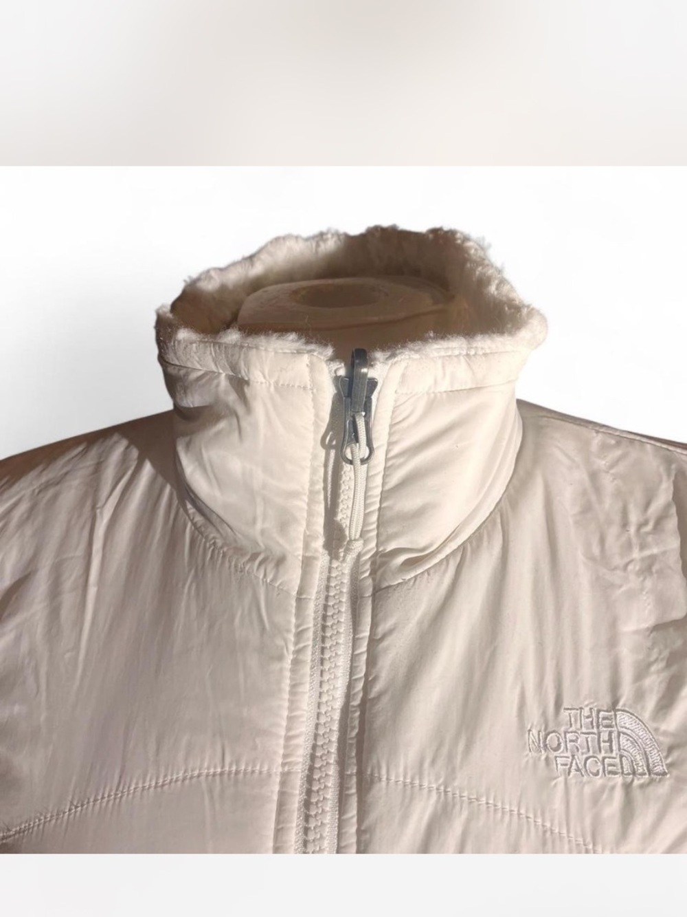 The North Face Women’s Cream Sherpa-Trim Puffer Jacket